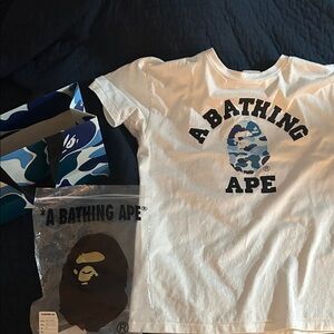 BAPE ABC Camo College Tee White/Blue